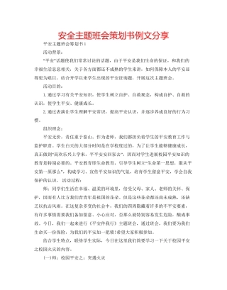 安全主题班会策划书例文分享