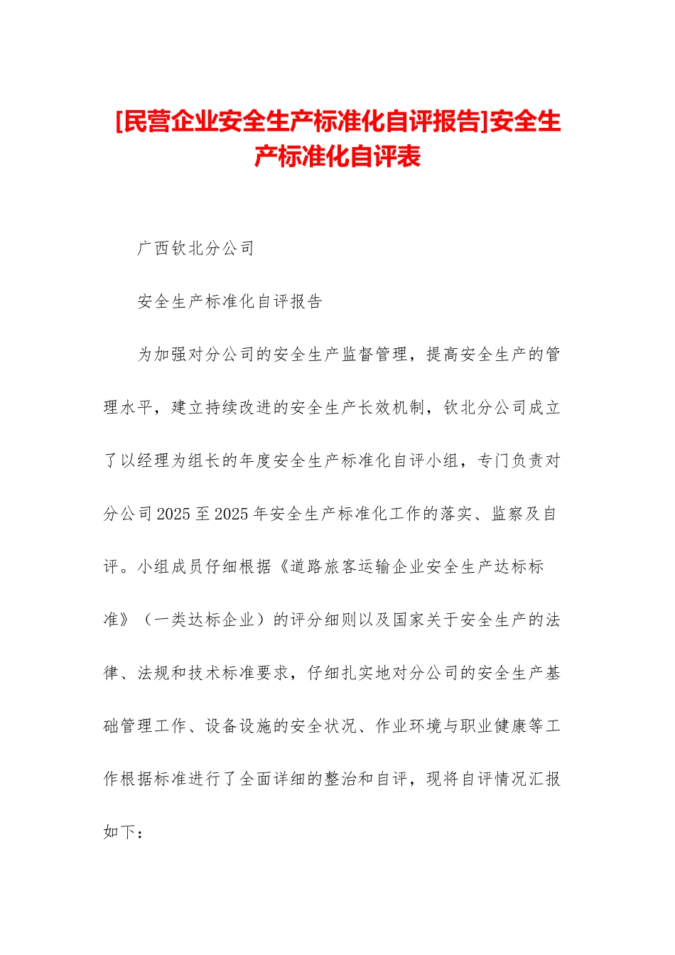 安全生产标准化自评表_第1页