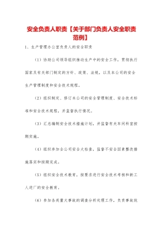 安全负责人职责