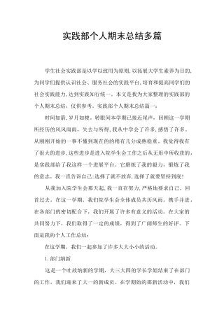 实践部个人期末总结多篇