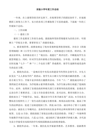 实验小学年度工作总结