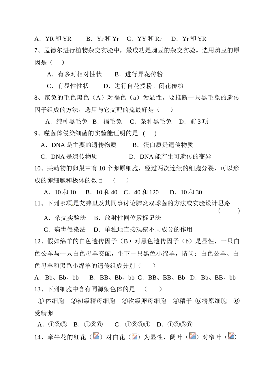 宣城市文鼎中学高一第二学期期中考试_第2页