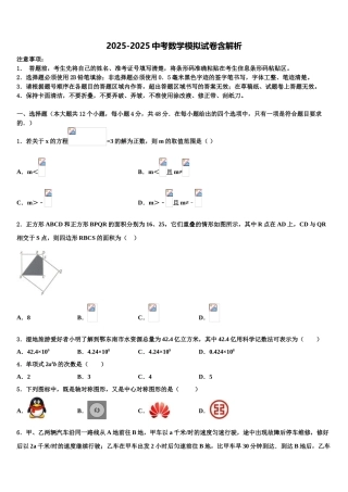 宿州市重点中学初中数学毕业考试模拟冲刺卷含解析