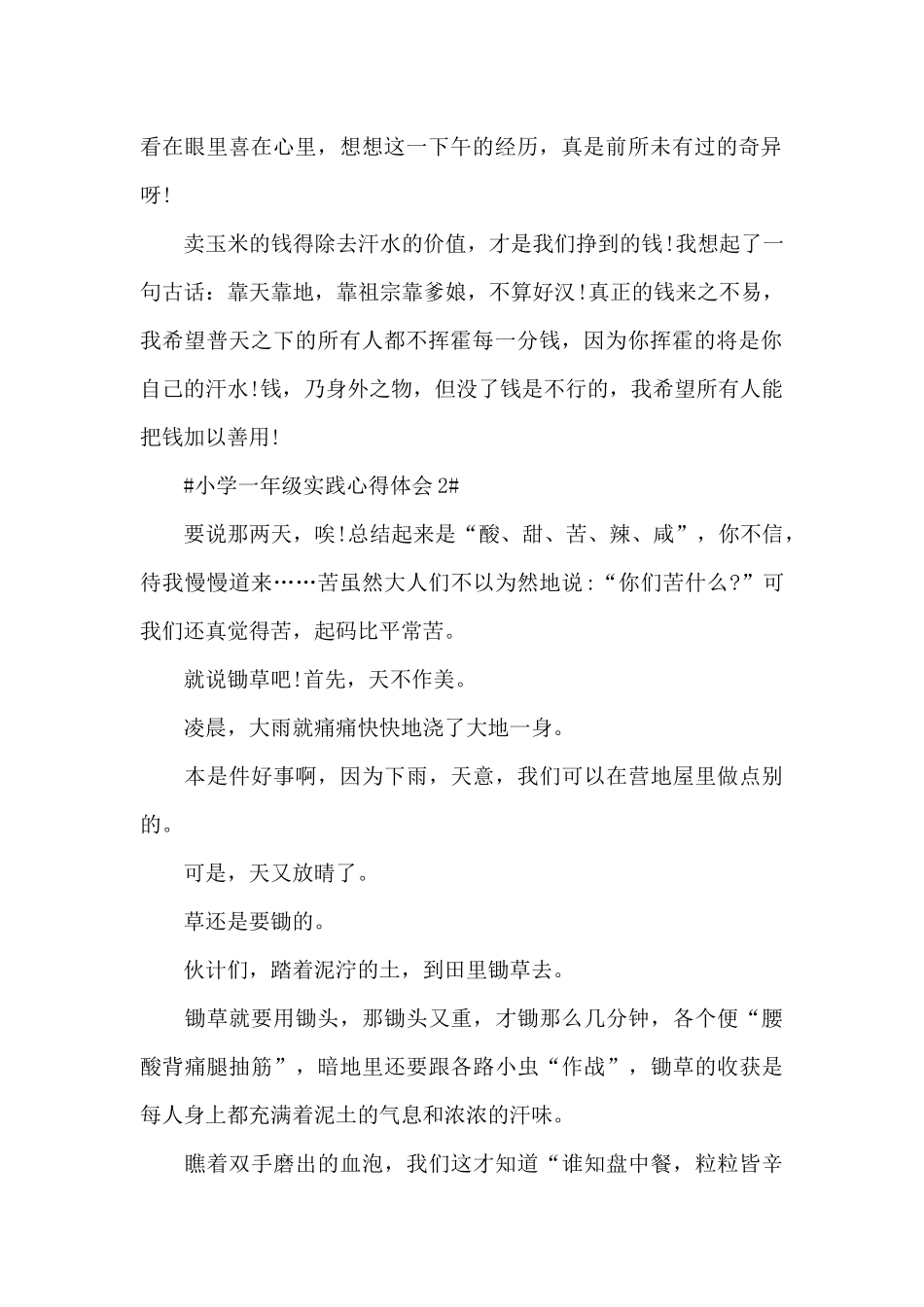 小学一年级实践心得体会600字5篇_第2页