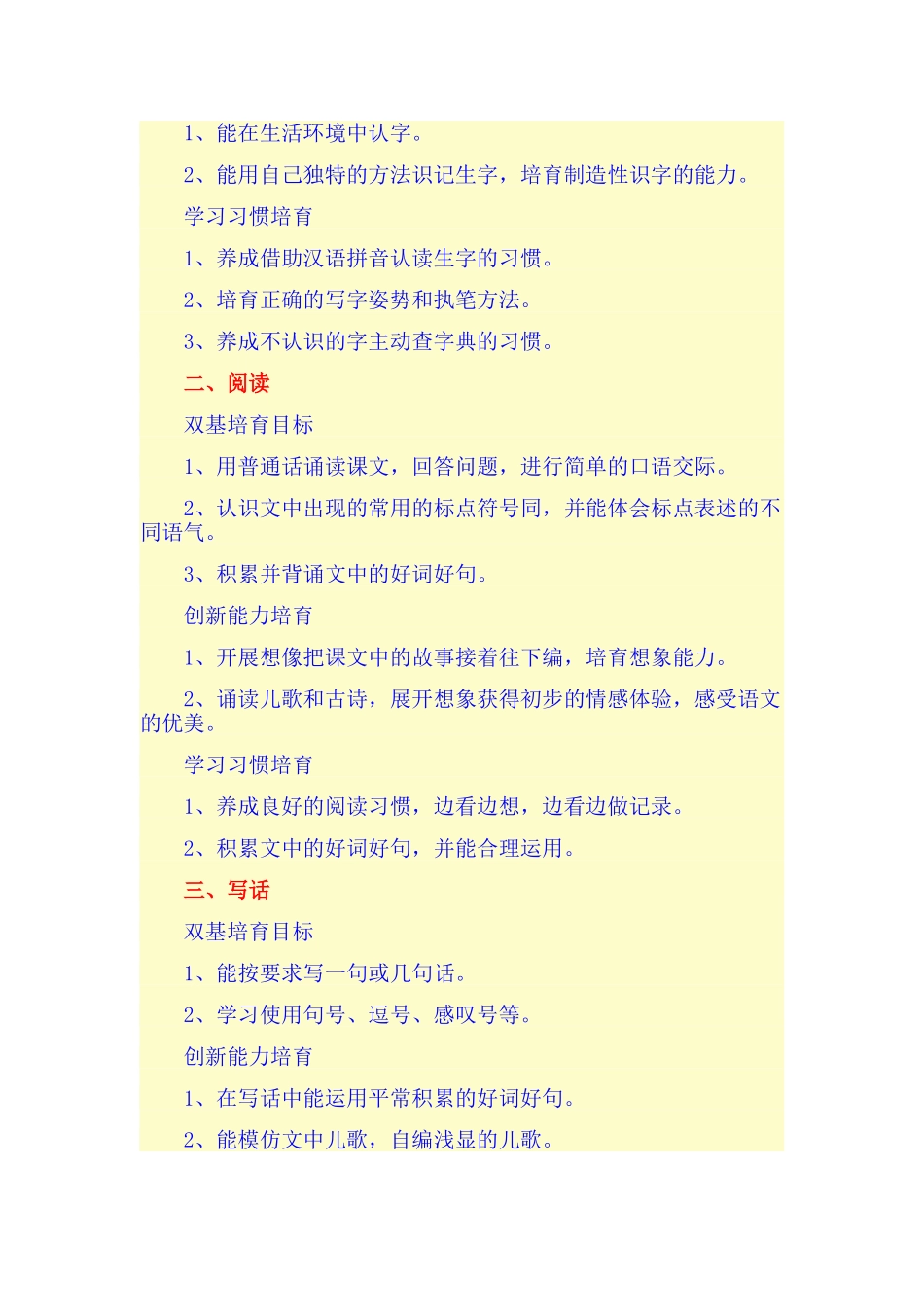 小学一年级语文学习方法和具体要求_第3页