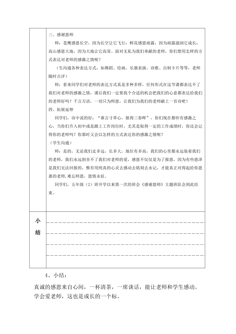 小学五年级《感谢恩师》主题班会教案_第2页