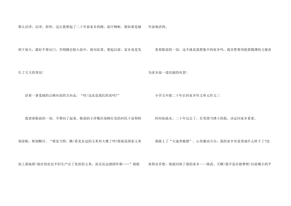小学五年级二十年后回家乡单元十篇_第3页