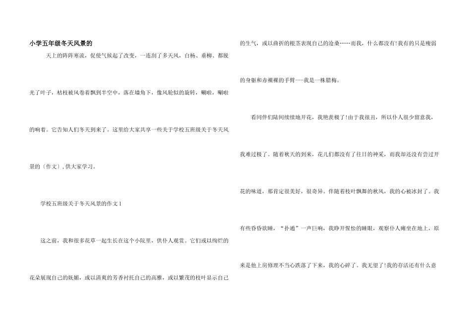 小学五年级冬天风景的_第1页