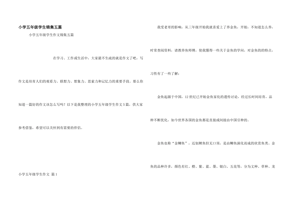 小学五年级学生锦集五篇_第1页