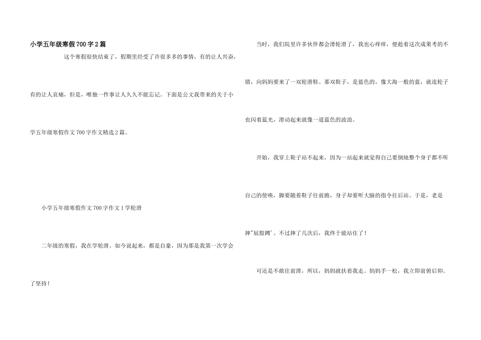 小学五年级寒假700字2篇_第1页