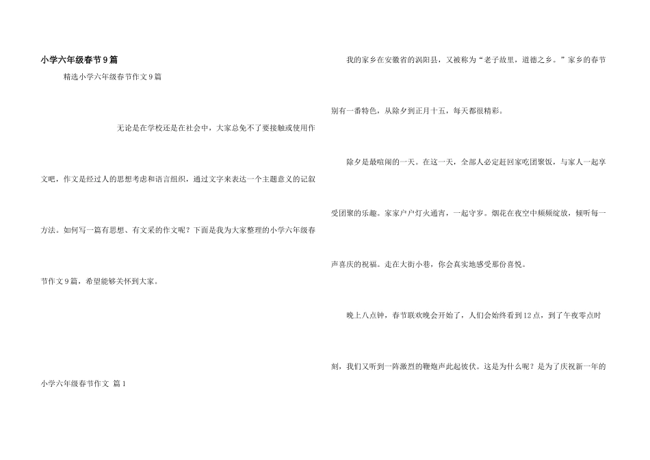 小学六年级春节9篇_第1页
