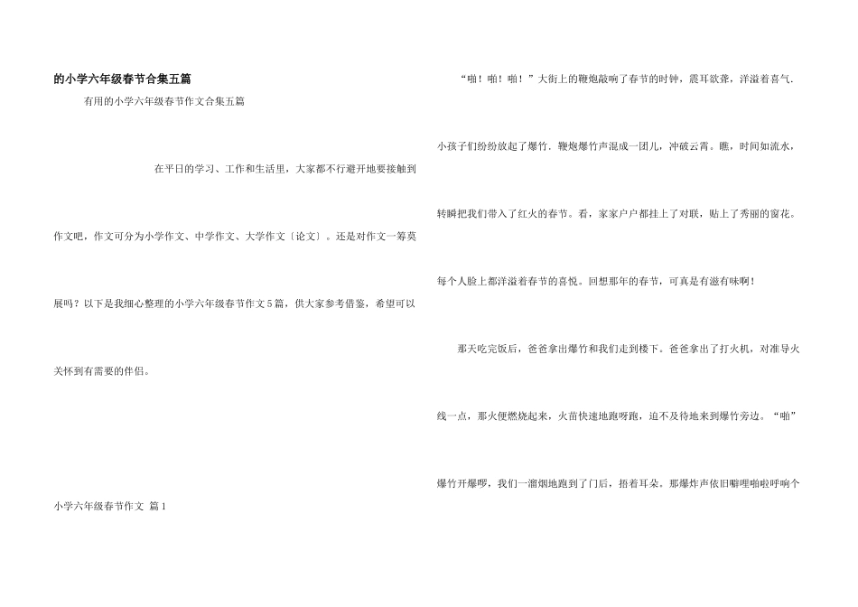 小学六年级春节合集五篇_第1页