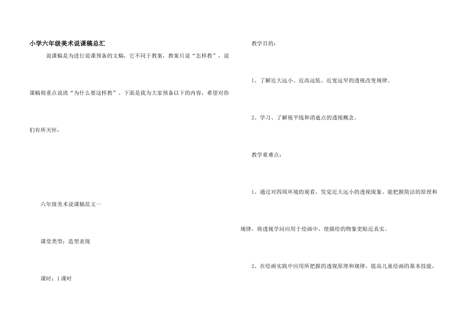 小学六年级美术说课稿总汇_第1页