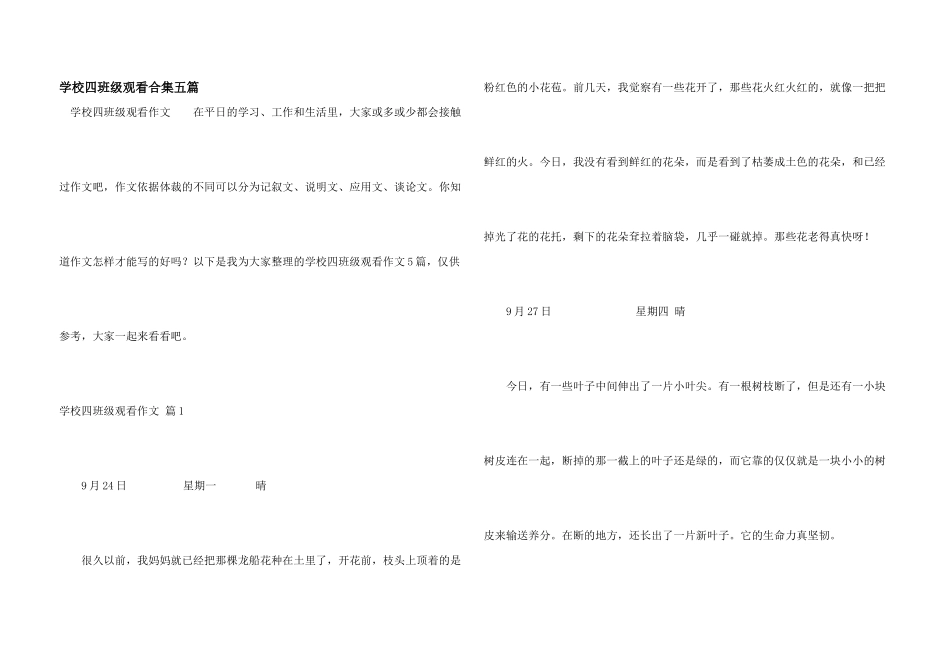 小学四年级观察合集五篇_第1页