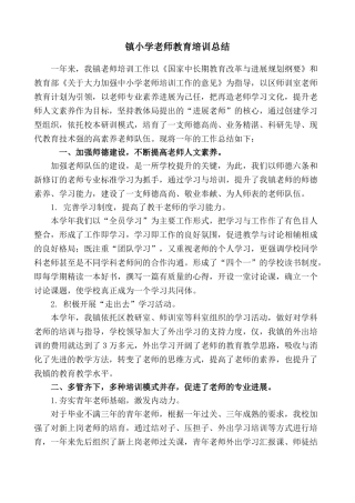 小学年度教师教育培训工作总结