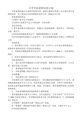 小学年轻教师培养计划