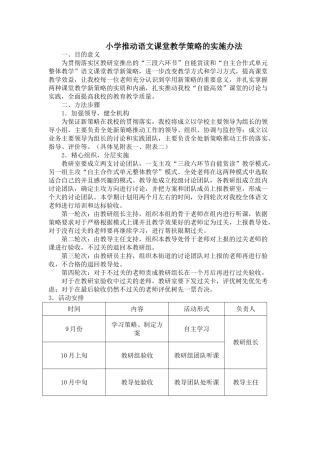 小学推进语文课堂教学策略的实施办法