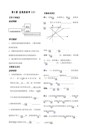 第2课时——直线的斜率（2）——教师版