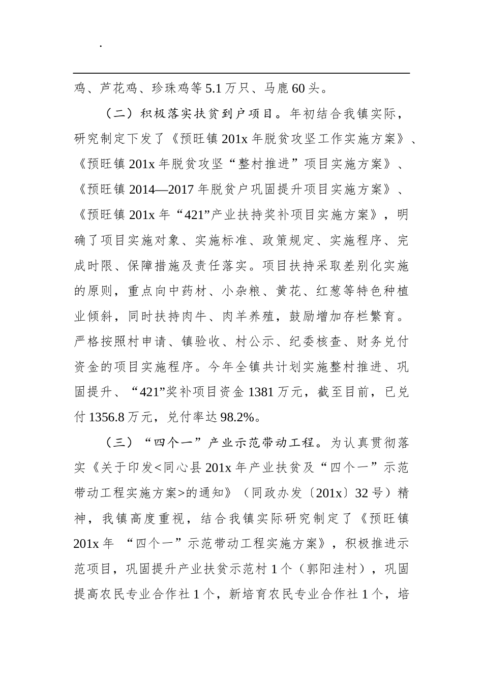 同心县预旺镇201x年政府工作报告主要任务落实情况的自查报告_第3页