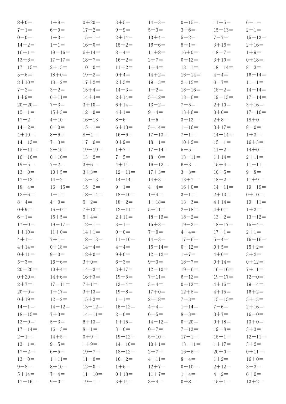 小学数学一年级口算题_第1页