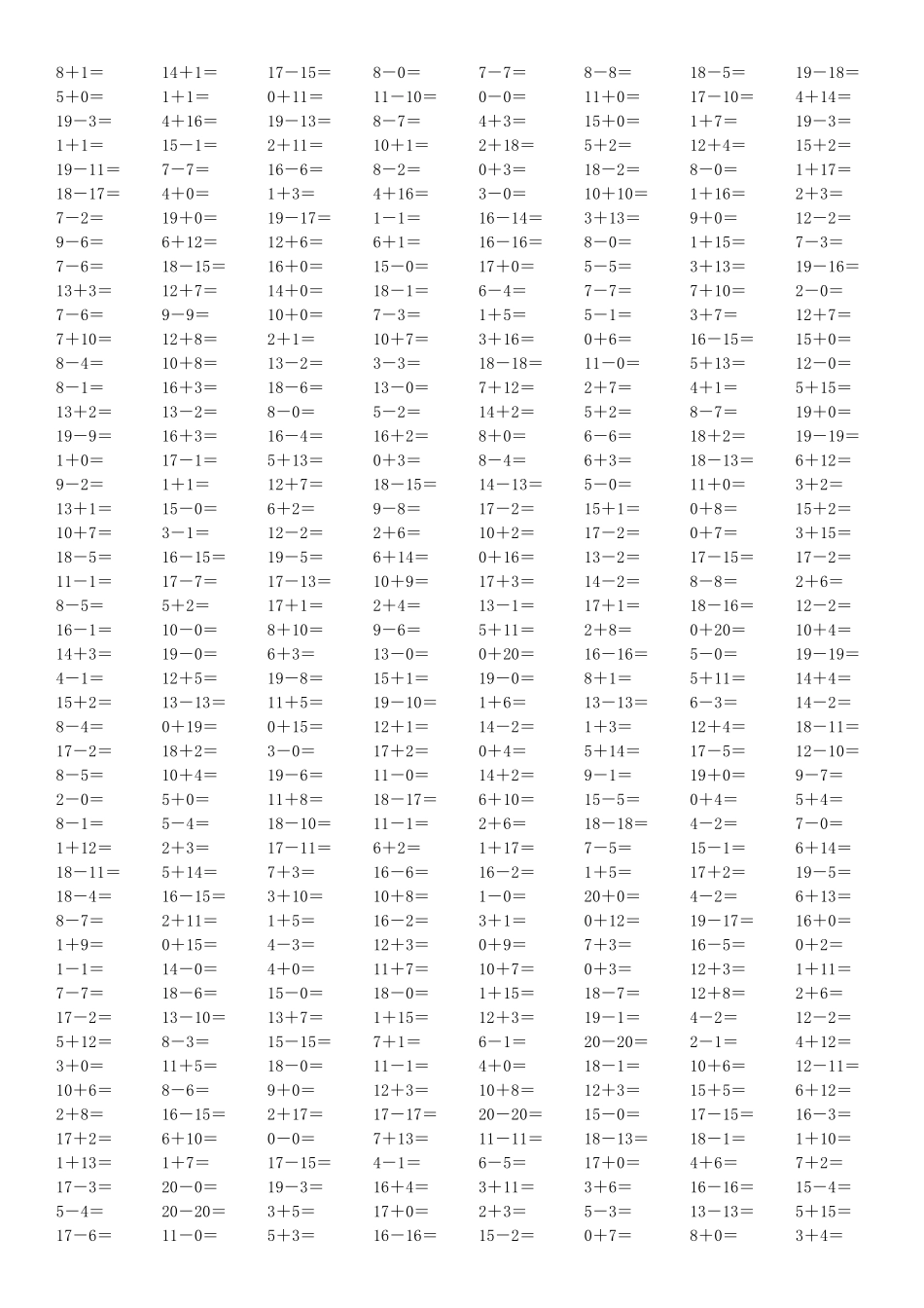 小学数学一年级口算题_第2页