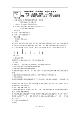 第2周X2   14.4   电磁波与信息化社会   14.5电磁波谱