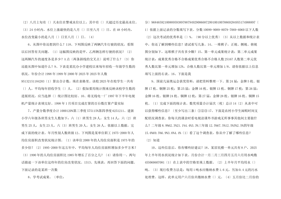 小学数学六年级总复习《组合图形和统计》总汇-_第2页