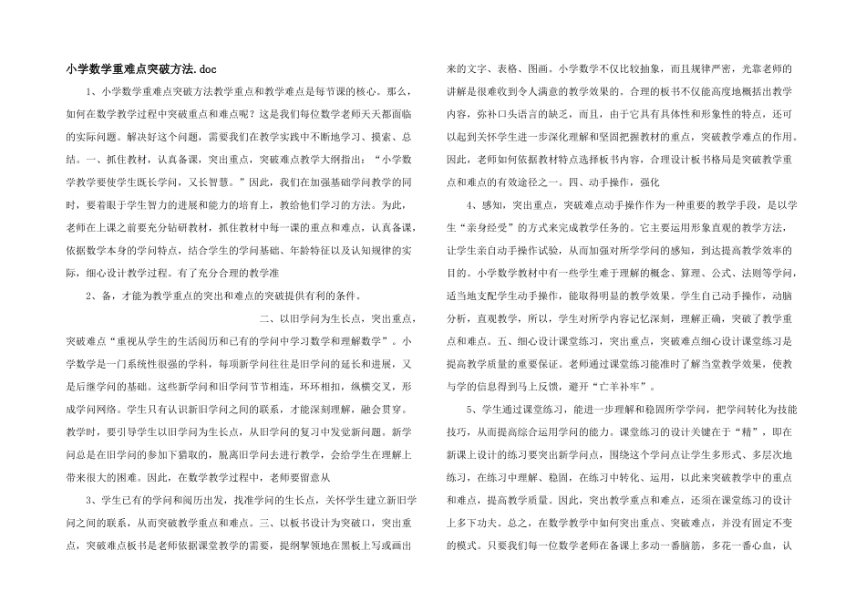 小学数学重难点突破方法_第1页