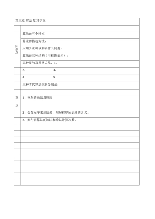 第三章 算法 复习学案