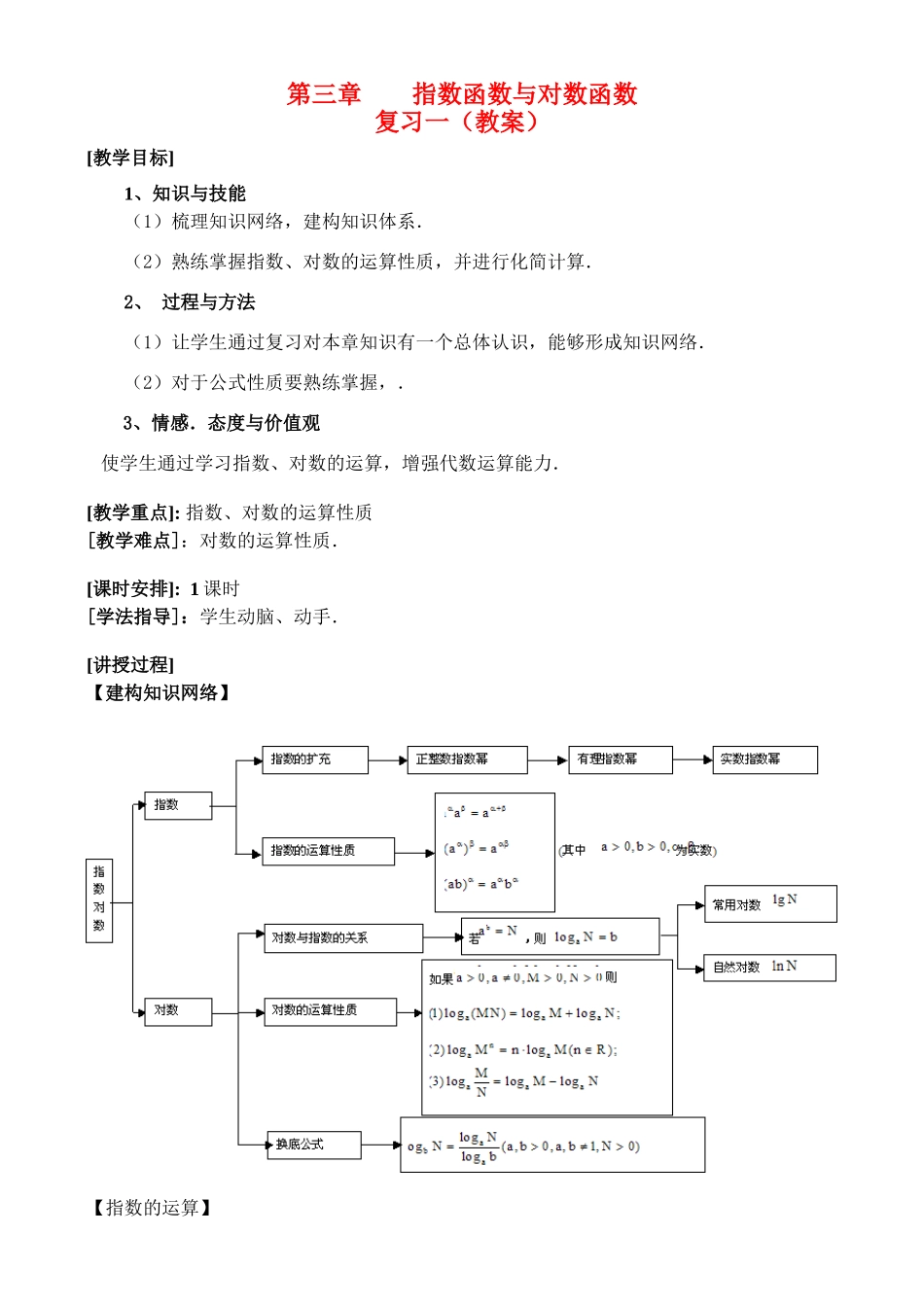 第三章指数函数与对数函数复习一（教案） _第1页