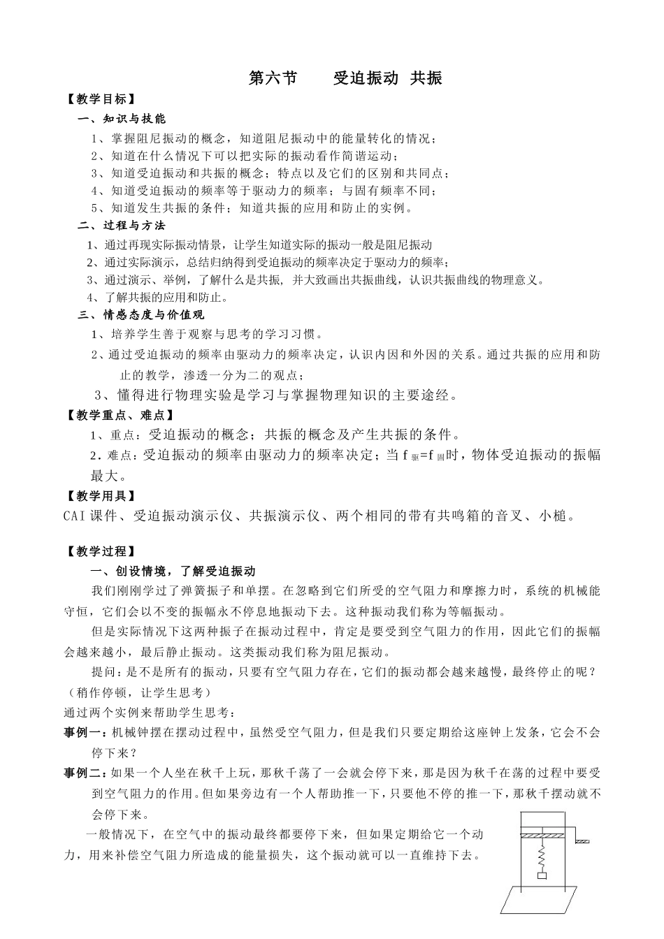 第一章第六节 受迫振动 共振_第1页