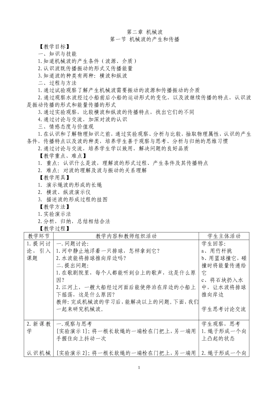 第二章第一节 机械波的产生和传播_第1页