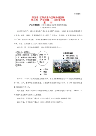 高二地理 5.2《产业转移—以东亚为例》素材（1）（新人教版必修3）