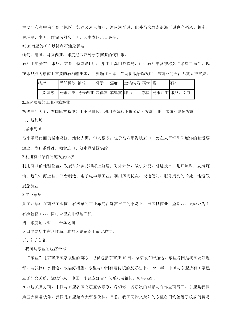 高二地理 东南亚学案-人教版高二全册地理学案_第3页