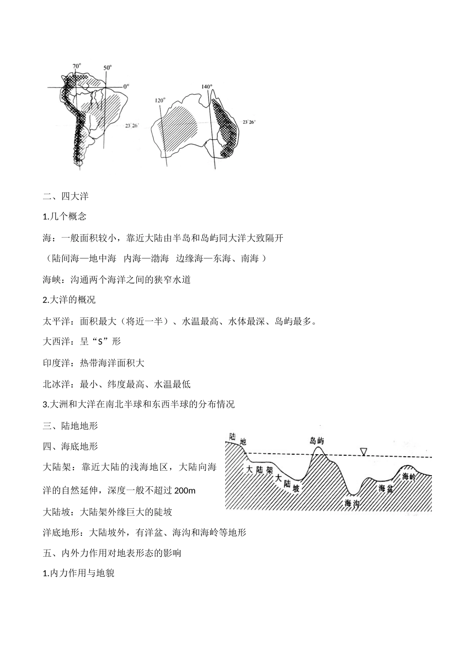 高二区域地理基础复习学案 第八课时 世界的陆地和海洋_第3页