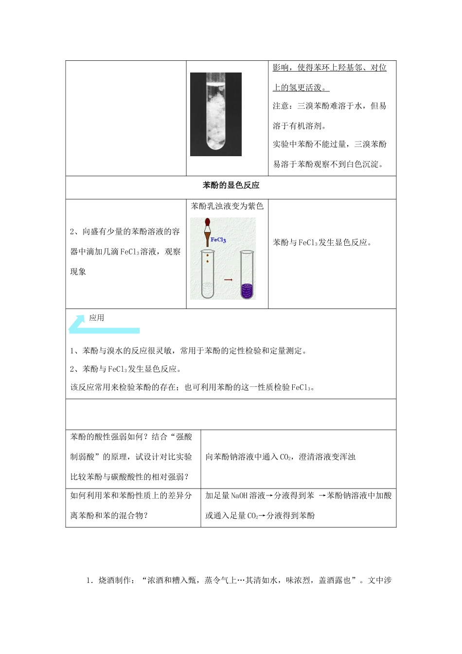 高二化学 实验11 苯酚的性质学案-人教版高二全册化学学案_第3页