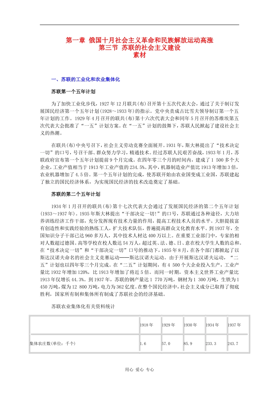 高二历史：1.3《苏联的社会主义建设》素材旧人教版_第1页