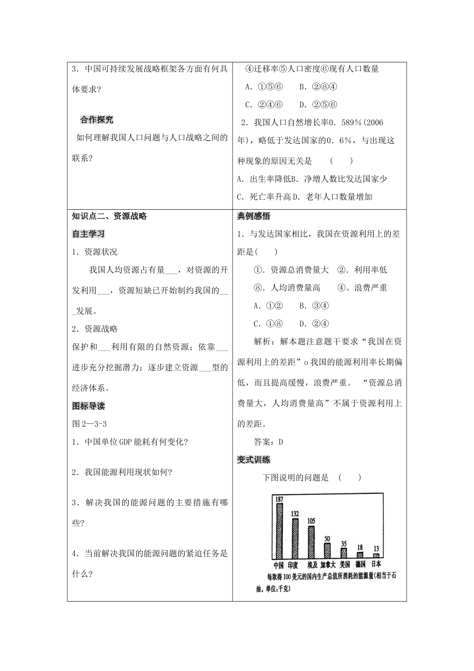 高二地理：2.3《中国可持续发展之路》第一课时 学案 鲁教版必修3_第2页