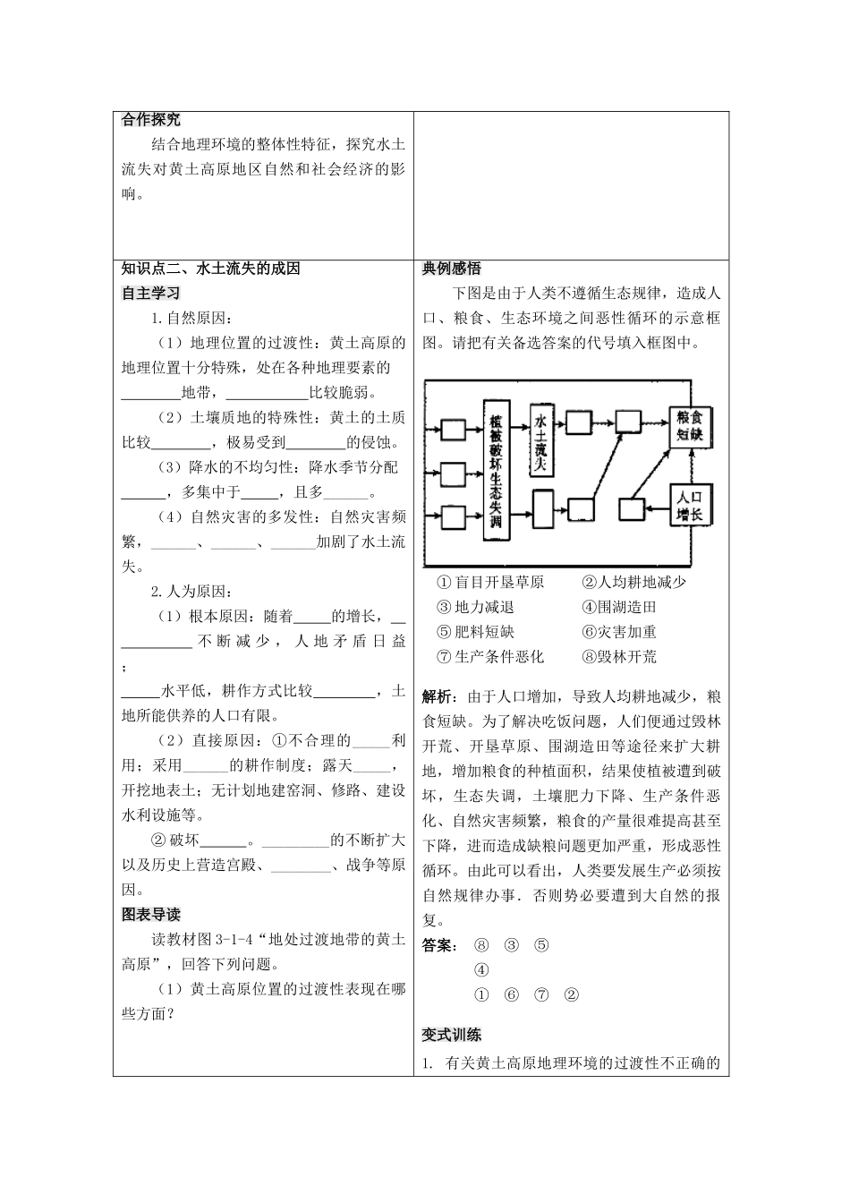 高二地理：3.1《区域水土流失及其治理---以黄土高原为例》第一课时　 学案 鲁教版必修3_第2页