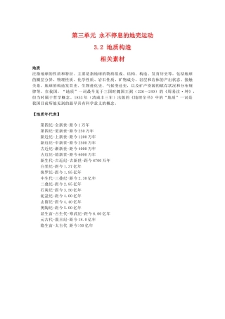 高二地理：3.2《地质构造》相关素材 鲁教版选修1