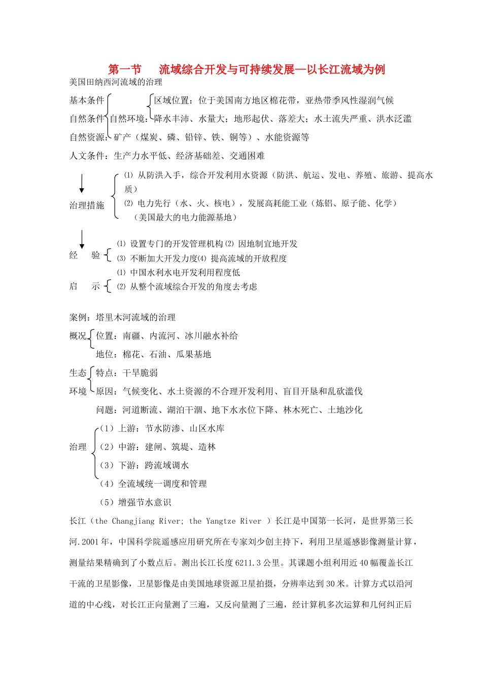 高二地理：4.1《流域综合开发与可持续发展—以长江流域为例》学案 鲁教版必修3_第1页