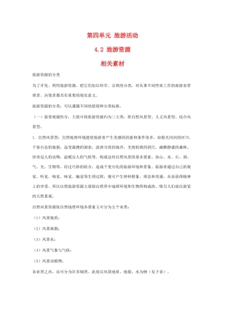 高二地理：4.2《旅游资源》相关素材 旧人教版选修1