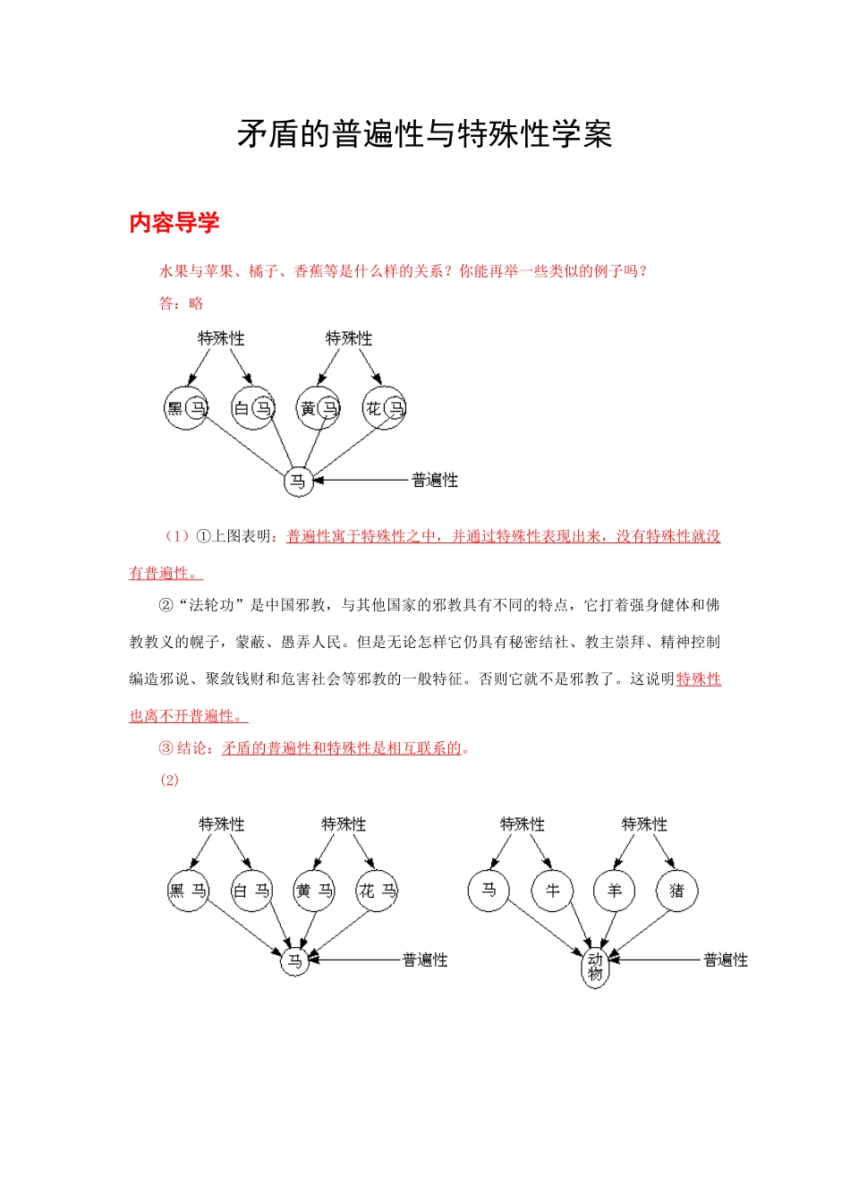 高二政治矛盾的普遍性与特殊性学案_第1页
