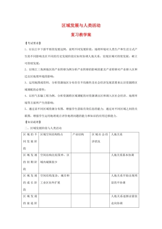高二地理：区域发展与地理环境 复习教学案 湘教版必修3