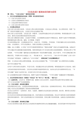 高二政治 文化生活 板块知识归纳与应用 第一单元 文化与生活-人教版高二全册政治素材