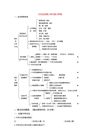 高二政治 文化生活第三单元复习学案 新人教版