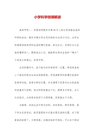 小学科学微课解读