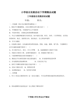 小学综合实践活动下学期