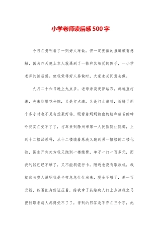 小学老师读后感500字