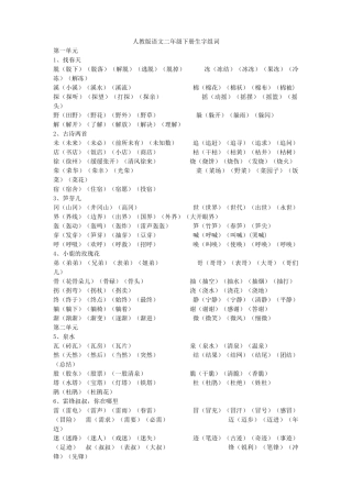 小学语文二年级下册生字组词
